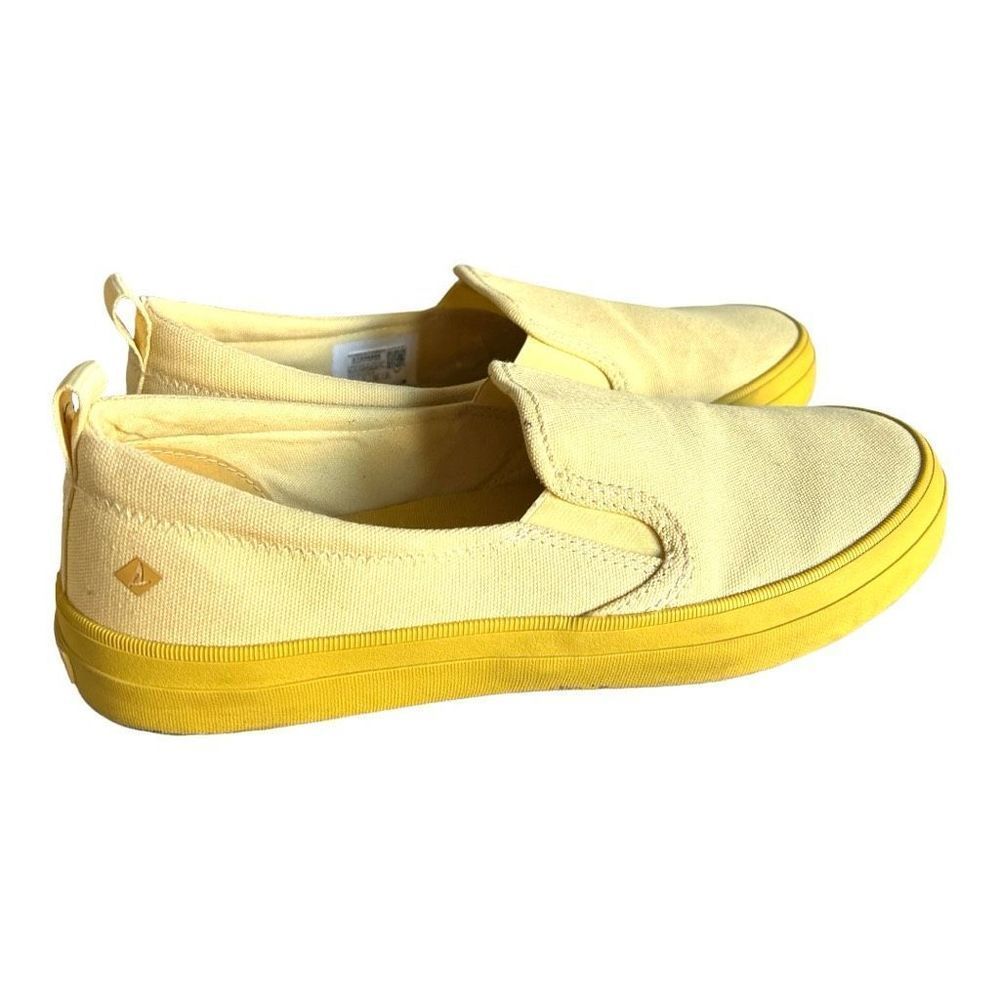 Womens Sperry Crest TG Yellow Canvas Laceless Slip-On Sneakers Boat Shoes - 9.5 - Picture 2 of 7